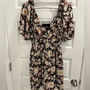 Abercrombie & Fitch Angel Sleeve Smocked Waist Mini Dress